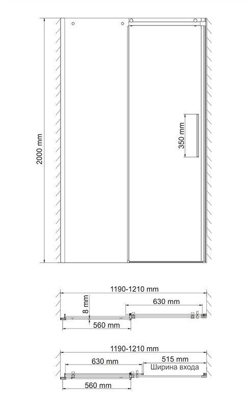 Душевая дверь WasserKRAFT Dinkel 58R05 120 купить в интернет-магазине Sanbest