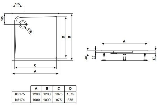 Душевой поддон Ideal Standard Ultra Flat K517501 120x120 купить в интернет-магазине Sanbest