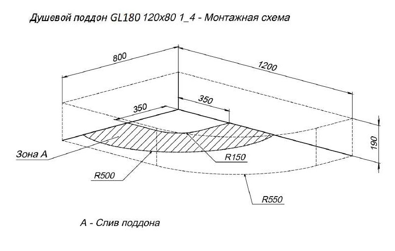 Душевой поддон Aquanet GL180 120x80 L/R купить в интернет-магазине Sanbest