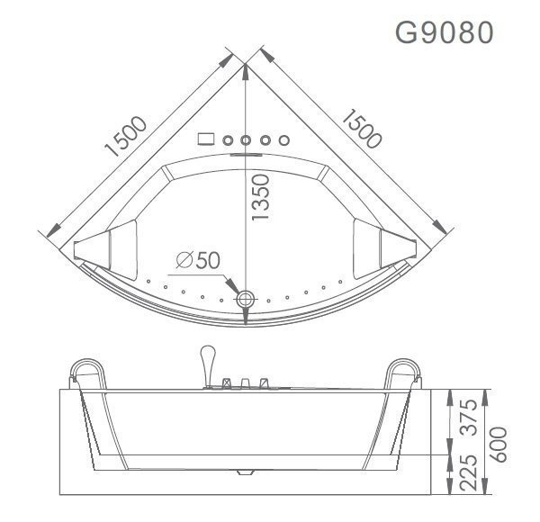 Акриловая ванна Gemy G9080 150х150 купить в интернет-магазине Sanbest