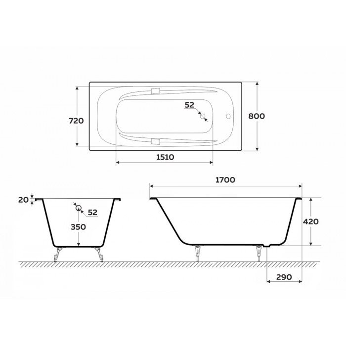 Ванна чугунная Delice Flex DLR230631 170х80 купить в интернет-магазине Sanbest