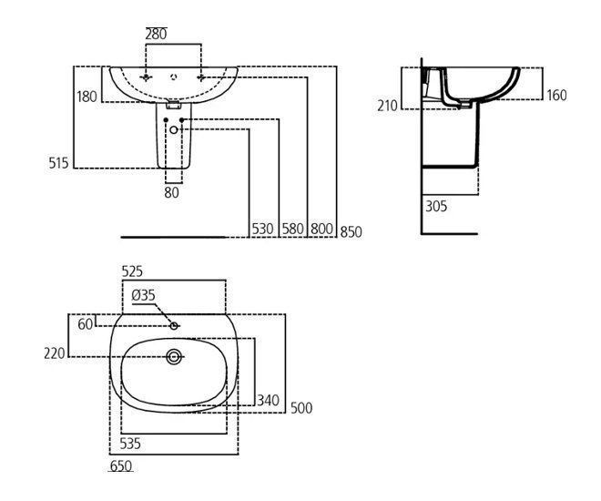 Раковина на пьедестале Ideal Standard Tesi T351301 купить в интернет-магазине Sanbest