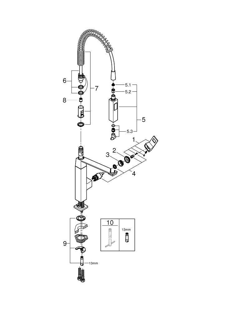 Смеситель для кухни Grohe Eurocube 31395000 хром купить в интернет-магазине сантехники Sanbest