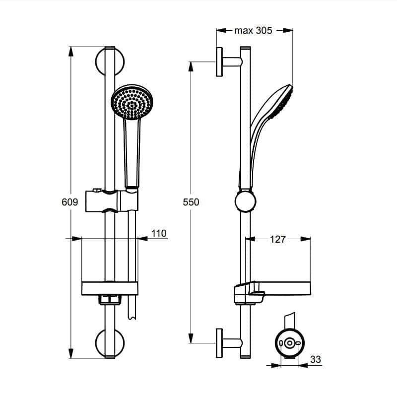 Душевой гарнитур Ideal Standard Idealrain B9501AA купить в интернет-магазине сантехники Sanbest