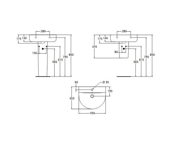 Раковина на полупьедестале Ideal Standard Connect E785401 купить в интернет-магазине Sanbest