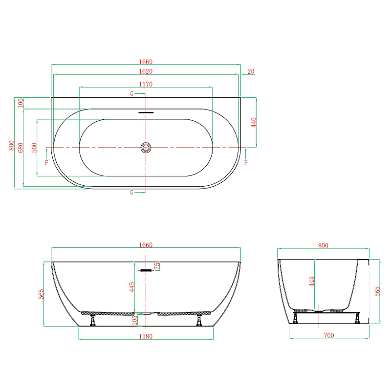 Акриловая ванна Vagnerplast Vera 166x80 KRBV166VER9X-64 белая купить в интернет-магазине Sanbest