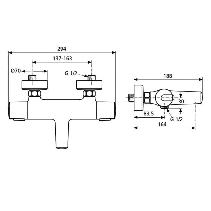 Термостат Ideal Standard Ceratherm A4623AA купить в интернет-магазине сантехники Sanbest