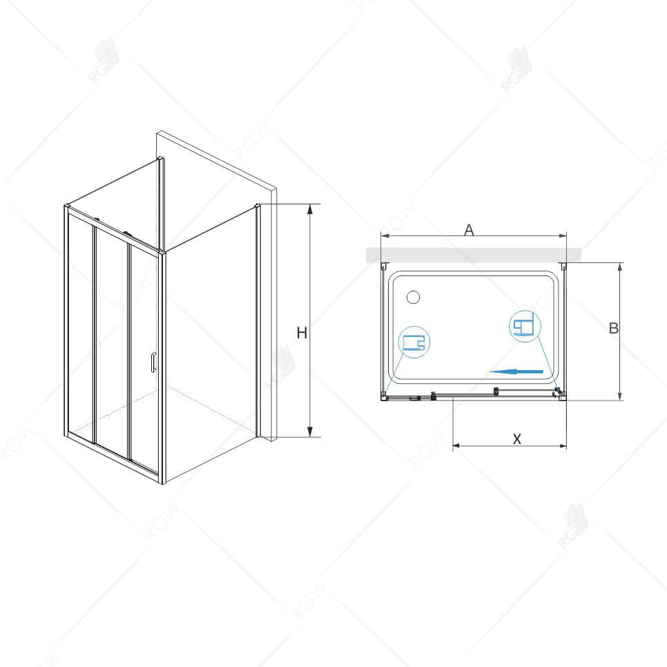 Душевой уголок RGW Passage PA-73 (PA-13+Z-050-2) 120x80 060873128-011 стекло прозрачное/профиль хром купить в интернет-магазине Sanbest