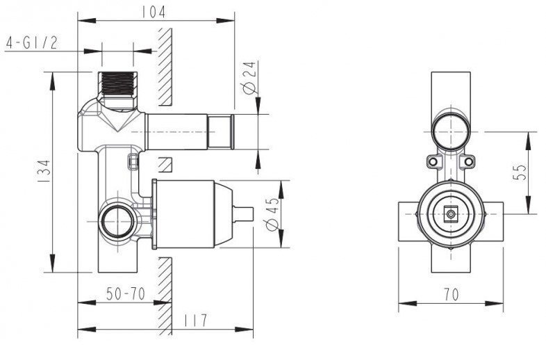 Скрытая часть 2-ФУНКЦ Bravat GINA D9100CP-ENG купить в интернет-магазине сантехники Sanbest