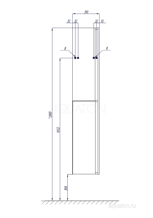 Пенал Акватон Рене белый/темное дерево для ванной в интернет-магазине сантехники Sanbest