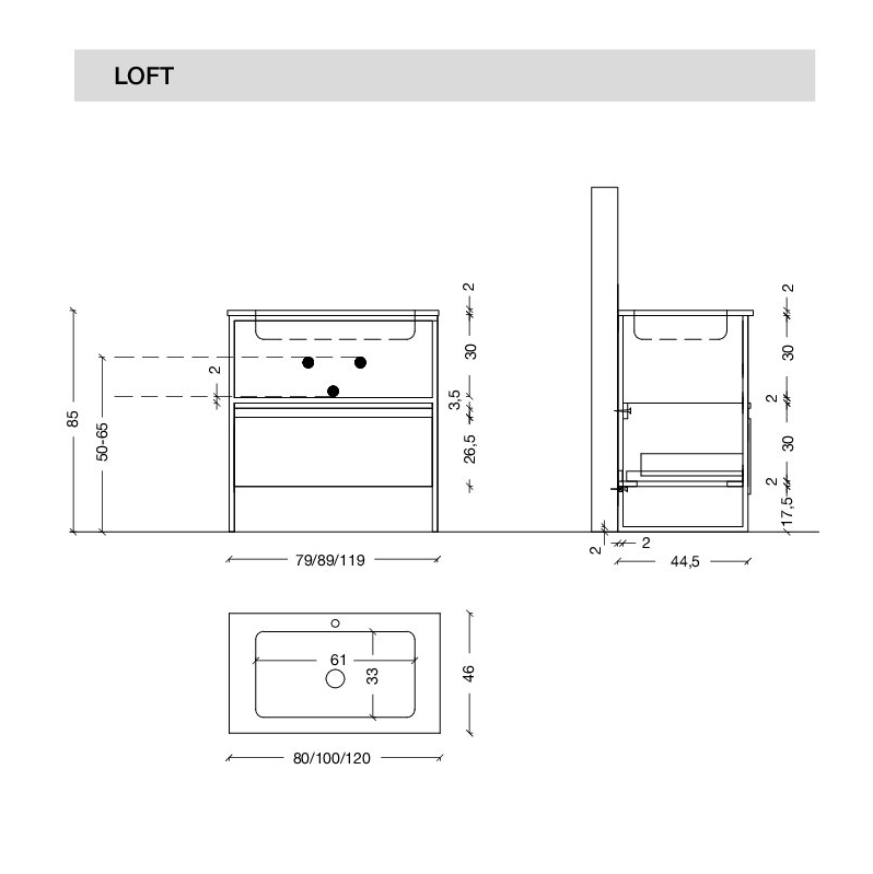 Тумба с раковиной Armadi Art Loft 100 темное дерево для ванной в интернет-магазине Sanbest