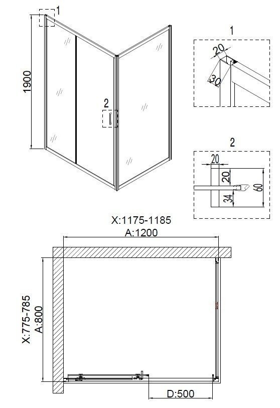 Душевой уголок Niagara Nova NG- 6612-08 80x120 купить в интернет-магазине Sanbest