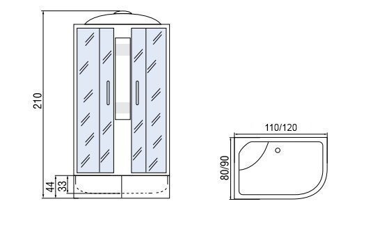 Душевая кабина Мономах МЗ 44 110x80 купить в интернет-магазине Sanbest