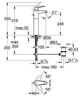 Смеситель для раковины Grohe Eurodisc Cosmopolitan 23055 002 купить в интернет-магазине сантехники Sanbest