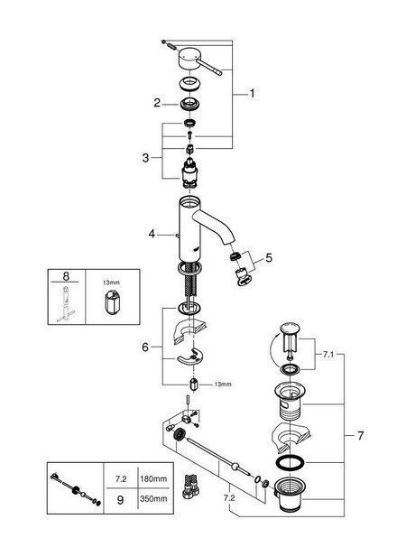 Смеситель для раковины Grohe Essence 23591001 купить в интернет-магазине сантехники Sanbest