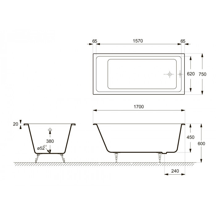 Ванна чугунная Delice Level Elite DLR230602R-AS 170х75 купить в интернет-магазине Sanbest