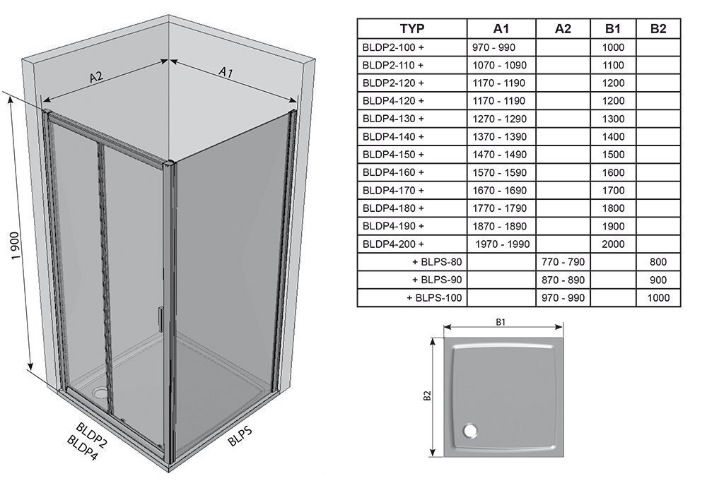 Душевой уголок Ravak Blix BLDP4 130х100 белый + транспарент купить в интернет-магазине Sanbest