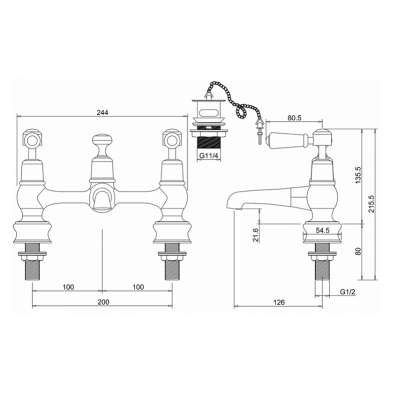 Смеситель для раковины Burlington Regent KER10-QT WAL хром/ручки орех купить в интернет-магазине сантехники Sanbest