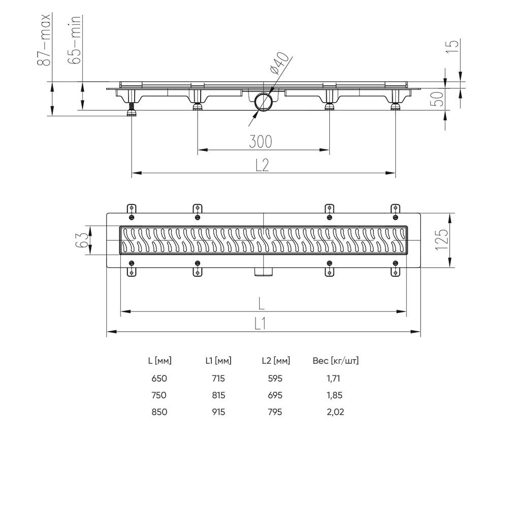 Душевой лоток Veconi Line Black V650LB купить в интернет-магазине Sanbest