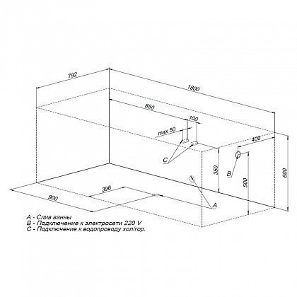 Акриловая ванна Aquanet Amelia 180x80 210617 с к/с купить в интернет-магазине Sanbest