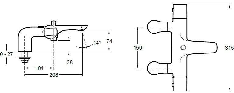 Смеситель для ванны Jacob Delafon ALEO+ E72320-CP купить в интернет-магазине сантехники Sanbest