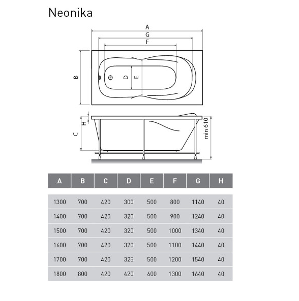 Ванна акриловая Relisan Neonika 180x80 купить в интернет-магазине Sanbest