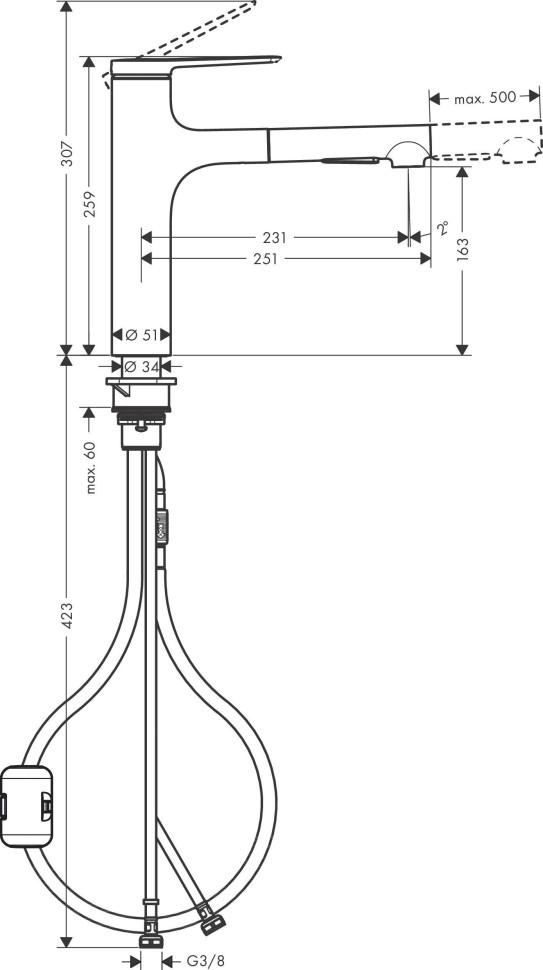 Смеситель для кухни Hansgrohe Zesis M33 74801000 хром купить в интернет-магазине сантехники Sanbest