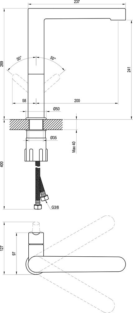 Смеситель для кухни Ravak Puri X070183 черный матовый купить в интернет-магазине сантехники Sanbest