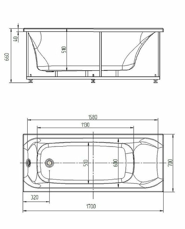 Ванна Aquatek Альфа 170х70 ALF170-0000038 белая купить в интернет-магазине Sanbest