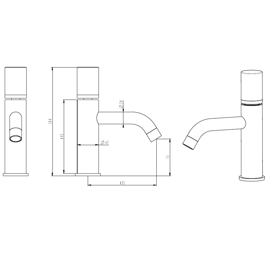 Смеситель для раковины Boheme Stick 121-B-MR-W черный/ручка белая купить в интернет-магазине сантехники Sanbest