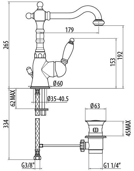 Смеситель для раковины Gattoni Orta 2741/27V0 OLD бронза купить в интернет-магазине сантехники Sanbest