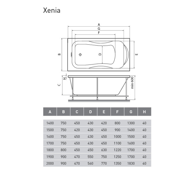 Ванна акриловая Relisan Xenia 170x75 купить в интернет-магазине Sanbest