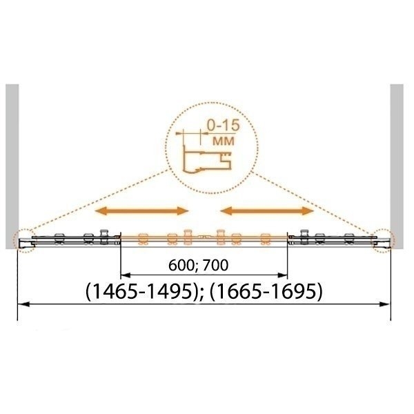 Шторка для ванны Cezares PRATICO-VF-2 150х140 купить в интернет-магазине Sanbest