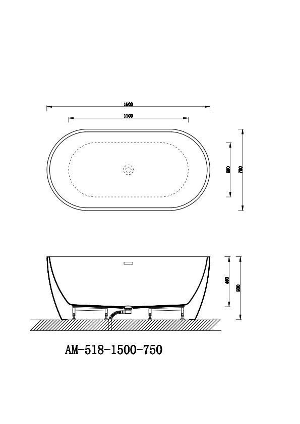 Ванна акриловая Art&Max AM-518-1500-750 купить в интернет-магазине Sanbest