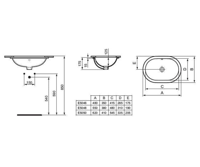 Раковина врезная Ideal Standard Connect E504801 купить в интернет-магазине Sanbest