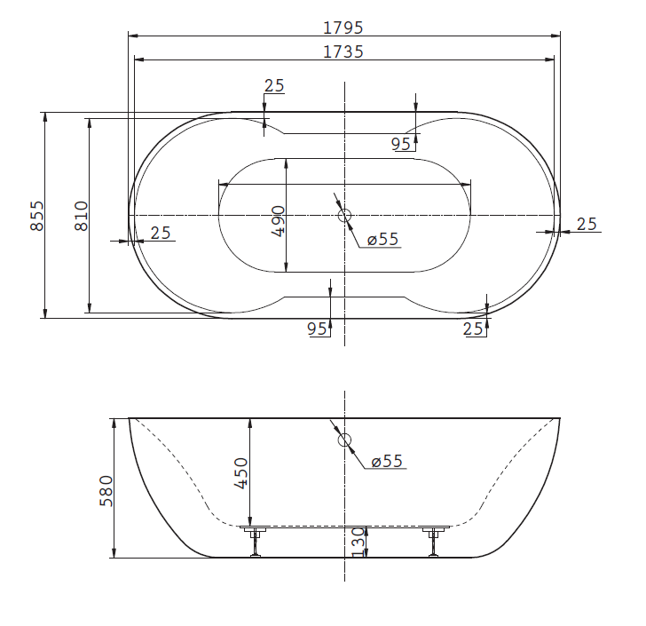 Ванна BelBagno BB28 180х85 купить в интернет-магазине Sanbest