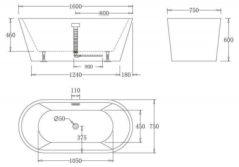 Ванна акриловая BelBagno BB71 160х75 белая купить в интернет-магазине Sanbest