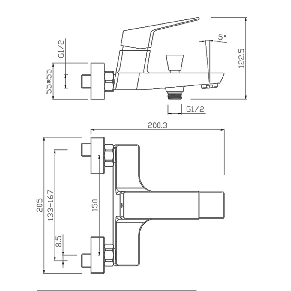 Смеситель для ванны PAINI Torre 98CR111 хром купить в интернет-магазине сантехники Sanbest