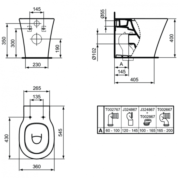 Унитаз приставной Ideal Standard Connect Air E004201 белый, безободковый купить в интернет-магазине Sanbest