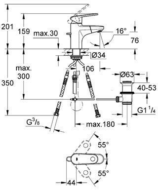 Смеситель для раковины Grohe Europlus 33155 002 купить в интернет-магазине сантехники Sanbest