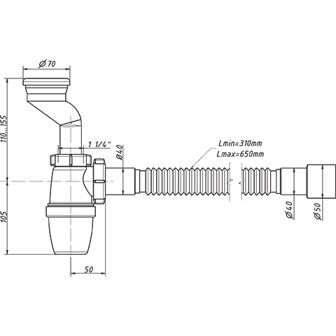 Сифон для писсуара Laguraty p-31009 купить в интернет-магазине сантехники Sanbest