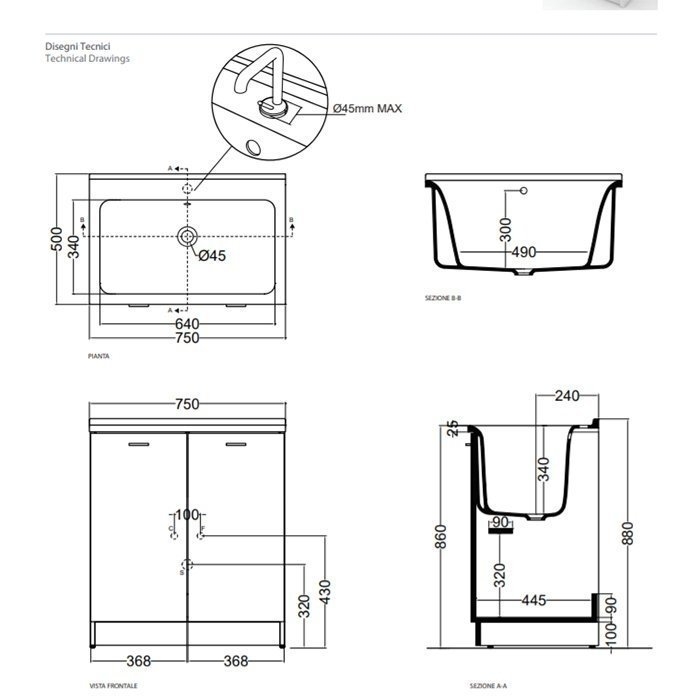 Раковина напольная Kerasan Aquadom 75x50 Белый купить в интернет-магазине Sanbest