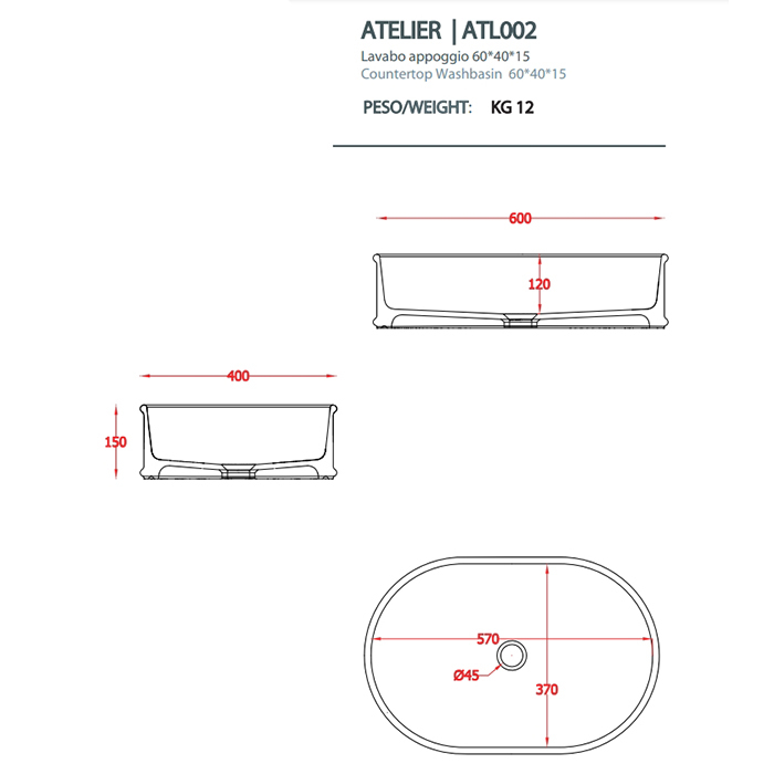 Раковина Artceram ATELIER ATL002 60 белая матовая купить в интернет-магазине Sanbest