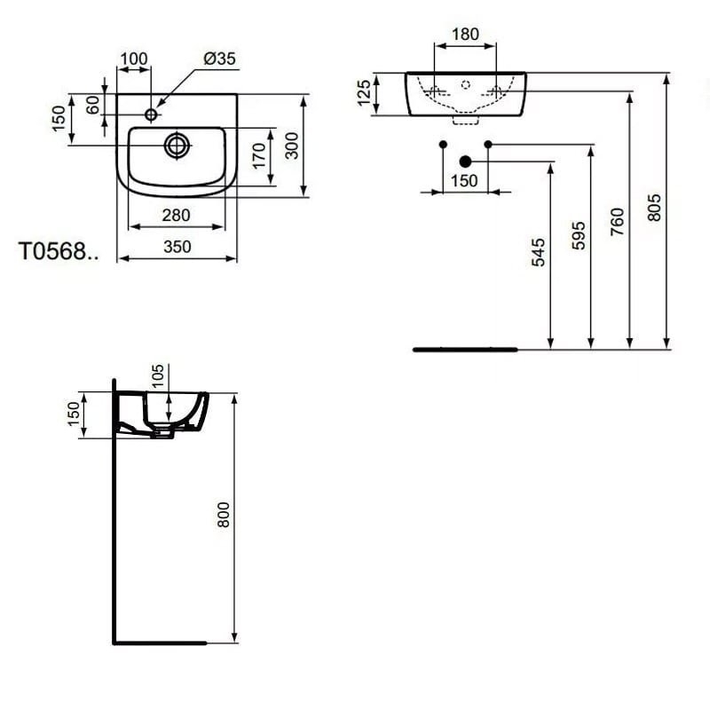 Раковина подвесная Ideal Standard Tempo-IS T056901 купить в интернет-магазине Sanbest