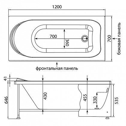 Акриловая ванна Aquanet West 120x70 205558 с к/с купить в интернет-магазине Sanbest