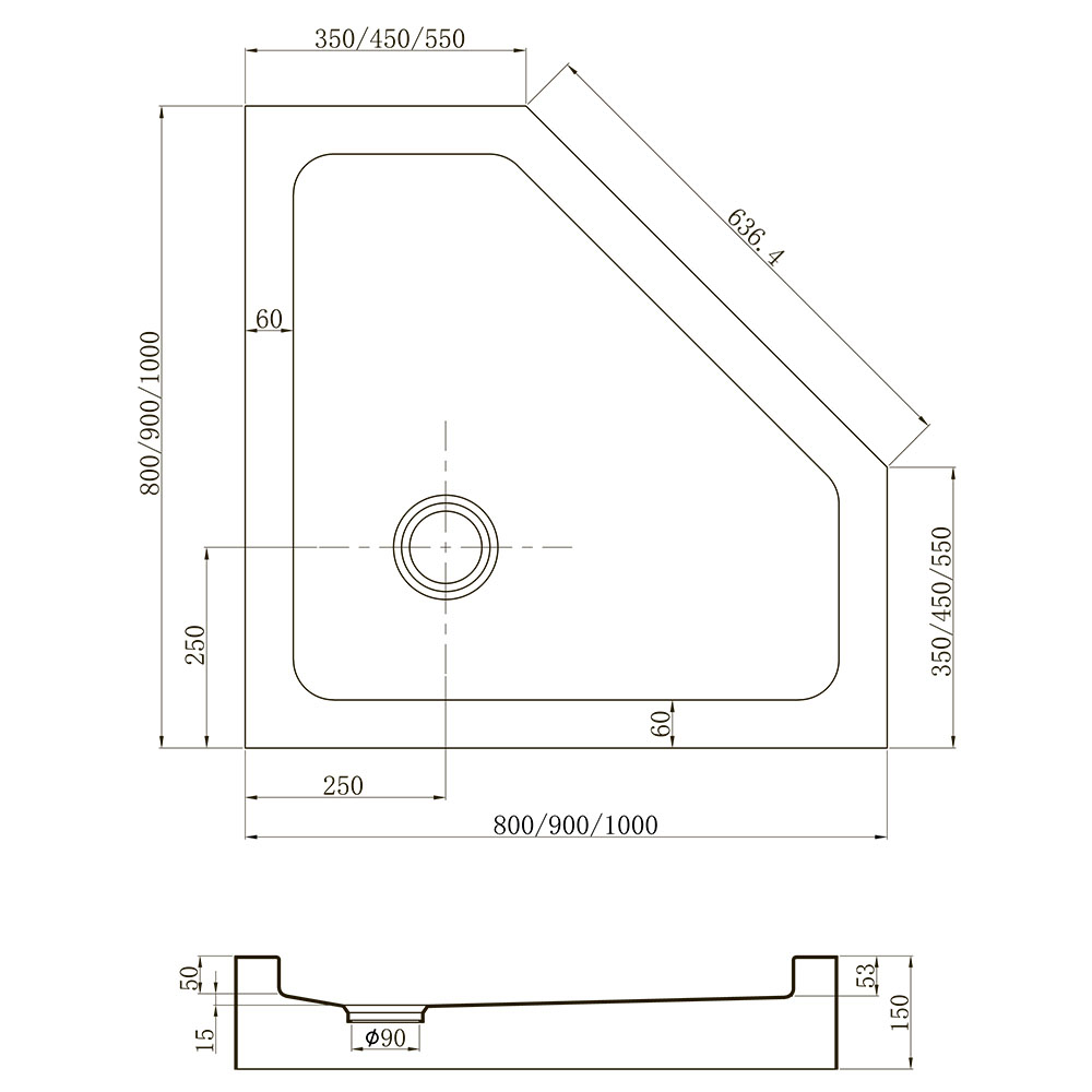 Душевой поддон Veconi TZ53B-90-C5 90x90 купить в интернет-магазине Sanbest