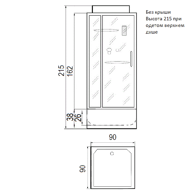 Душевая кабина RIVER TANA без крыши 90х90 купить в интернет-магазине Sanbest