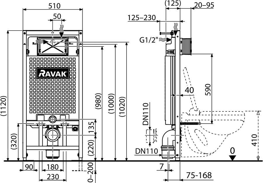 Инсталляция для унитаза Ravak X01703 купить в интернет-магазине сантехники Sanbest