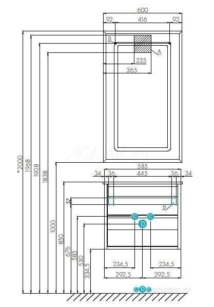 Тумба с раковиной Акватон Римини 60 черный для ванной в интернет-магазине Sanbest