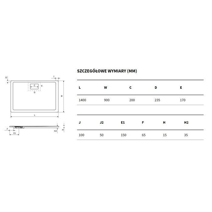 Душевой поддон Excellent Lavano 140x90 бежевый купить в интернет-магазине Sanbest